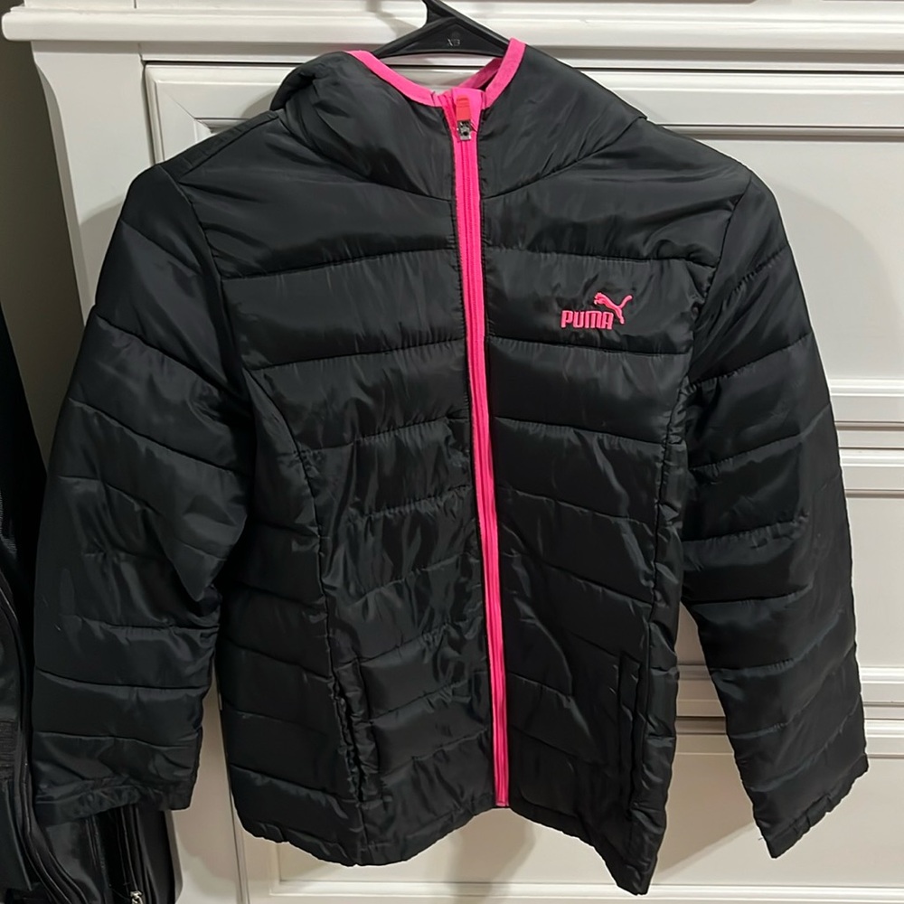 Kids black puma winter puffer